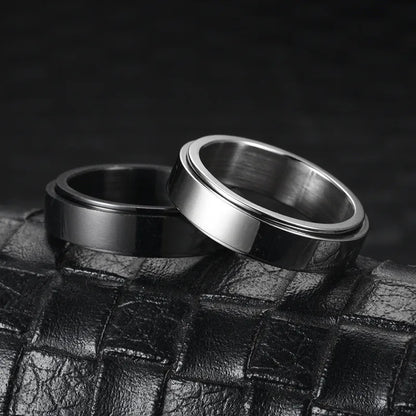 Anti Stress Anxiety Fidget Spinner Couple Rings Rotate Freely Jewelry for Men Women Stainless Steel Knuckle Ring Wedding Bague