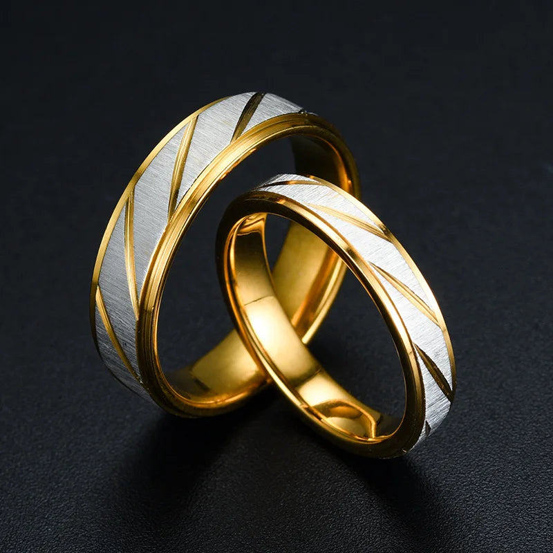 New Unique Wave Pattern Couple Rings For Men Women High Quality Stainless Steel Ring Engagement Wedding Rings Jewelry Gift