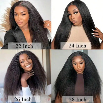 Kinky Straight Lace Frontal Wig for Black Women – Pre-Plucked 13x4 & 13x6, Up to 42 Inch