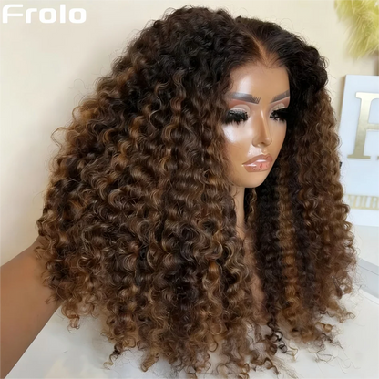 P4/27 Highlight Ombre Curly Bob Wig – 5x5 HD Lace Closure Glueless Deep Wave