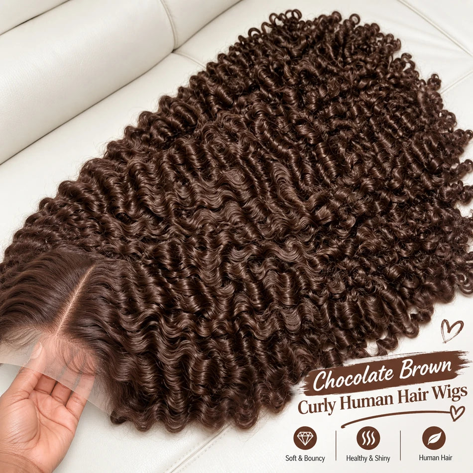 Chocolate Brown Deep Wave HD Lace Frontal Wig – #4 Vietnamese Hair, 13x6 & 13x4, 250%