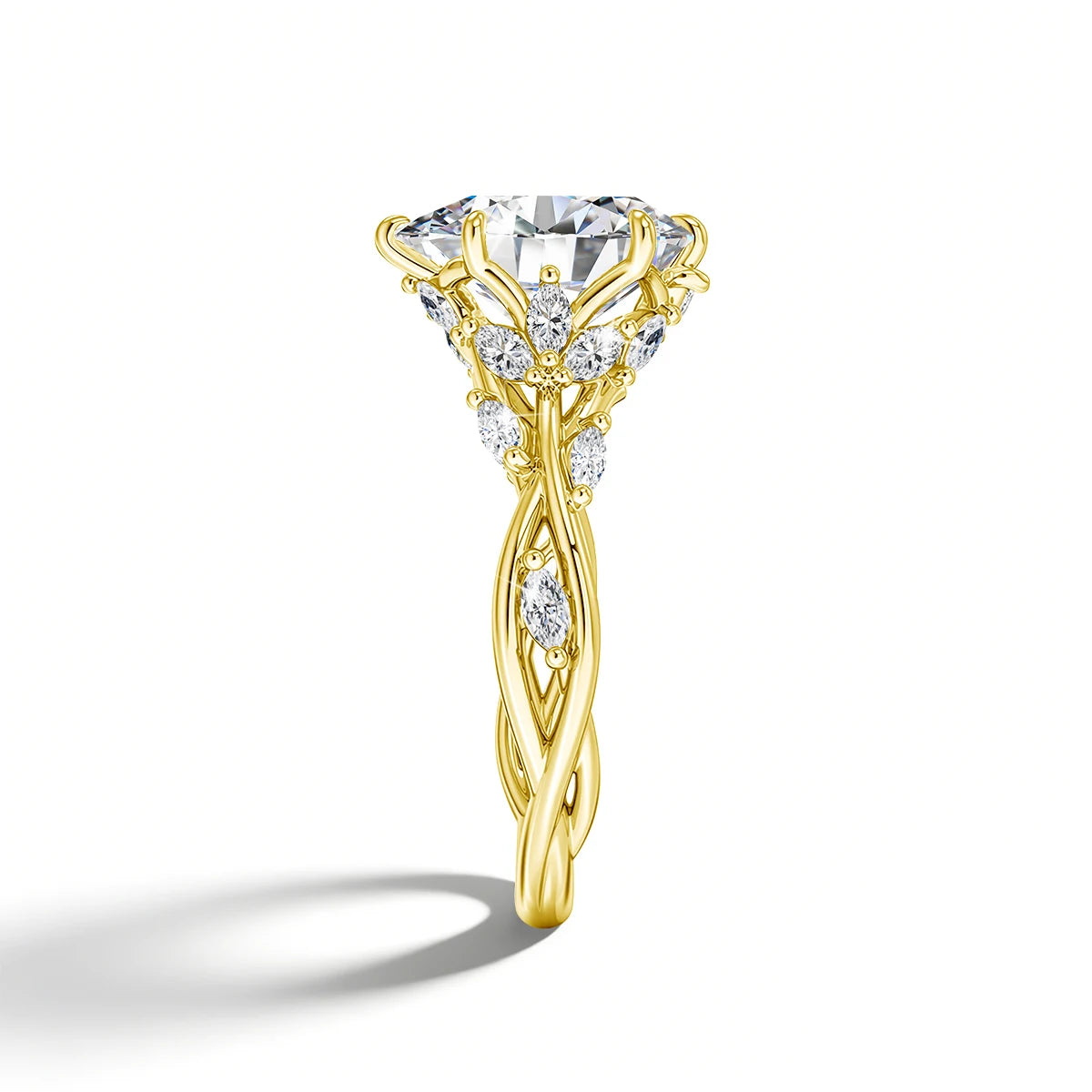 Real 14K Gold Filled Moissanite Wedding Ring 3CT Marquise Cut GRA Diamond Nature-Inspired Au585 Engagement Ring for Women