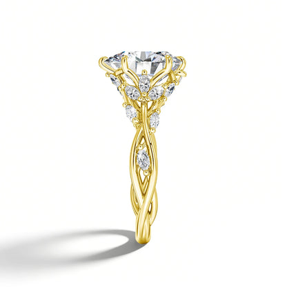 Real 14K Gold Filled Moissanite Wedding Ring 3CT Marquise Cut GRA Diamond Nature-Inspired Au585 Engagement Ring for Women