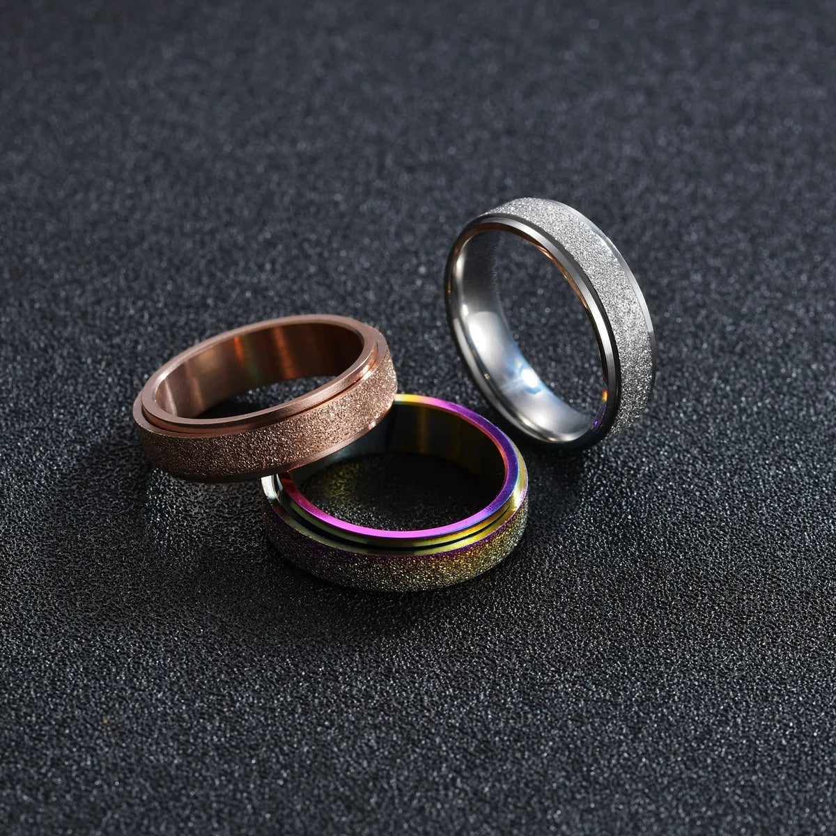 6MM Rotate Freely Spinning Stainless Steel Anxiety Rings For Women Spinner Fidgets Ring Anti Stress Men Rotating Punk Jewelry
