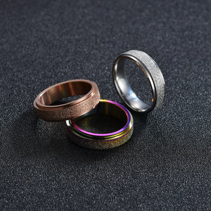 6MM Rotate Freely Spinning Stainless Steel Anxiety Rings For Women Spinner Fidgets Ring Anti Stress Men Rotating Punk Jewelry