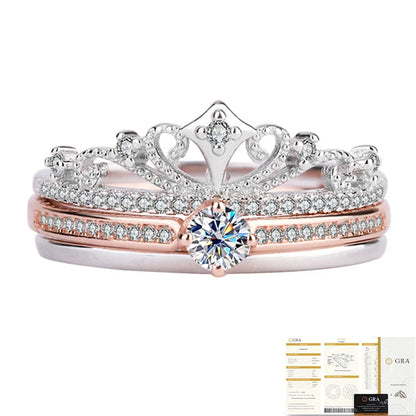 Trumium 0.3ct 925 Sterling Silve Moissanite Diamond Crown Rings for Women Anniversary Party Fine Jewelry Gifts with Certificate