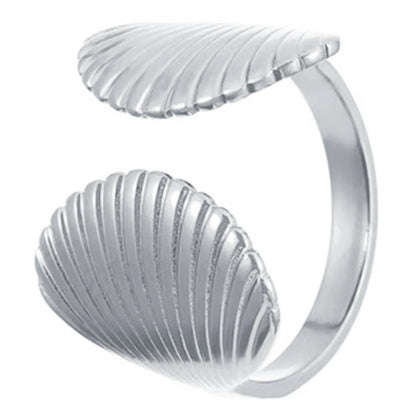 MHS.SUN Ocean Style Stainless Steel Starfish Shell Rings For Women Men Vintage Gold Plated Open Ring Summer Beach Jewelry