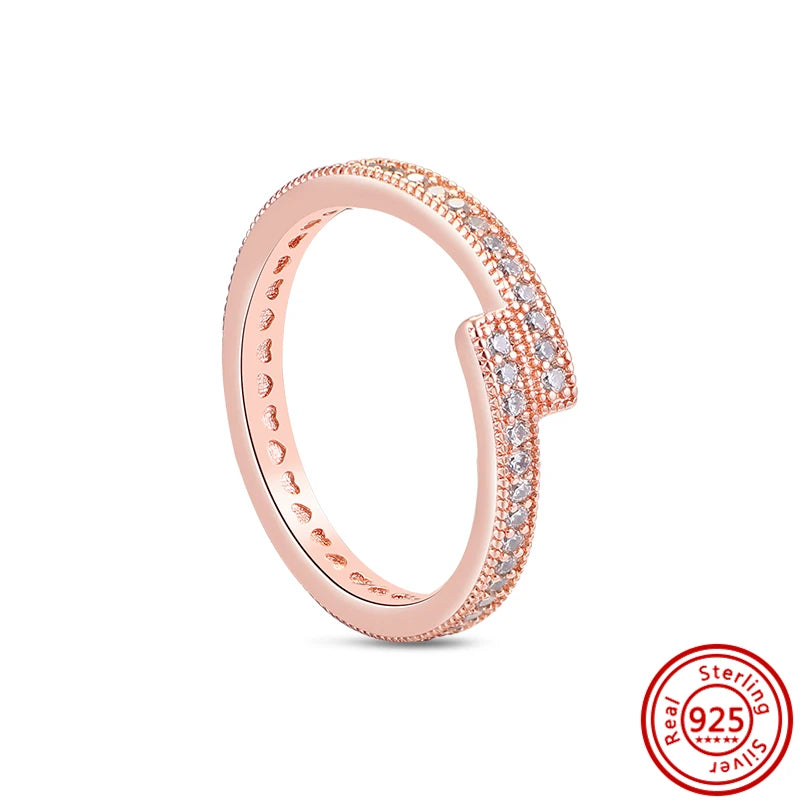 925 Sterling Silver Original Rose Gold Plated Fashion Women Ring Flower Green Zircon Design Jewelry Exquisite Wedding Gift Rings