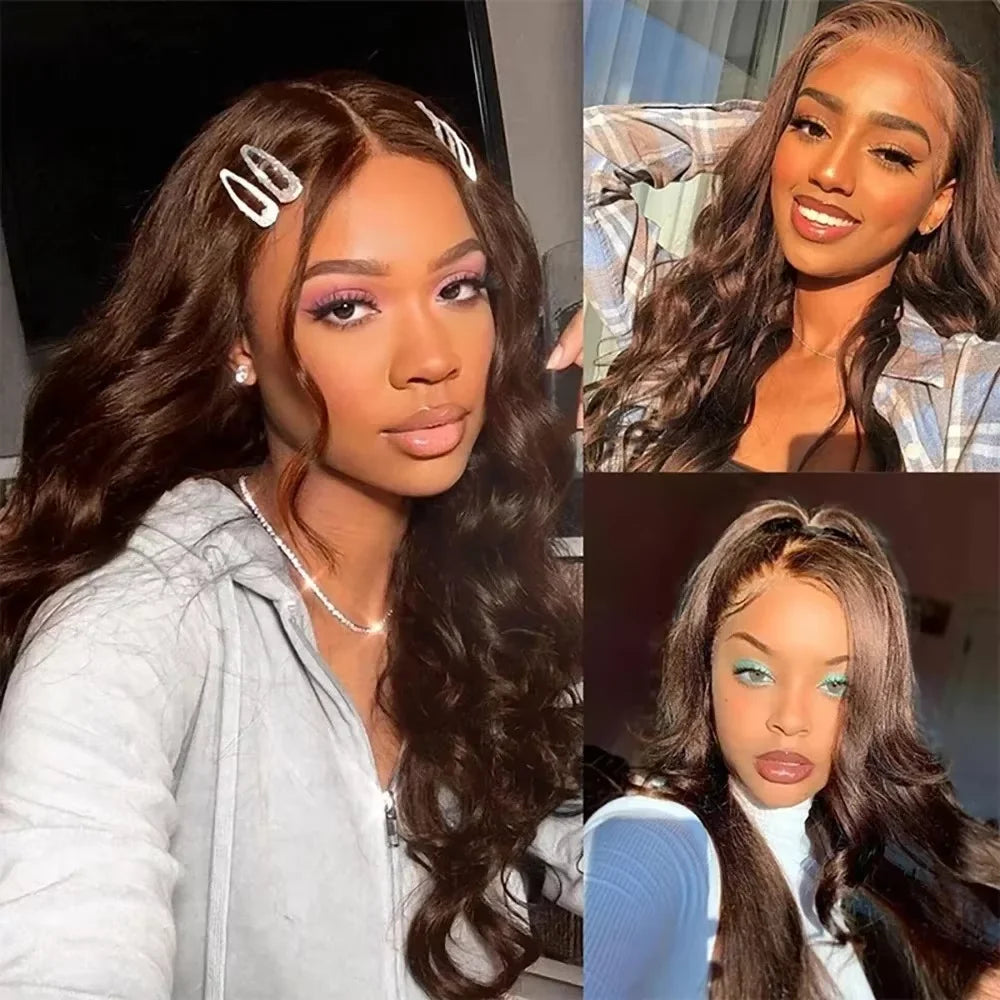 Chocolate Brown #4 Body Wave 13x6 HD Lace Front Wig – 46 Inch Skin-Melt, 200% Density