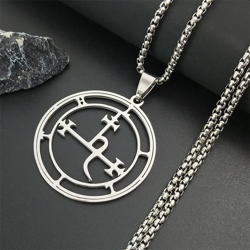 Stainless Steel Demon Seal Necklace Men/Women Silver Color Satan LILITH Necklaces & Pendants Jewery colares feminino N1331S03