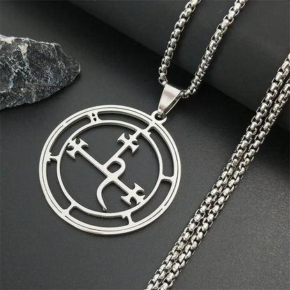 Stainless Steel Demon Seal Necklace Men/Women Silver Color Satan LILITH Necklaces & Pendants Jewery colares feminino N1331S03