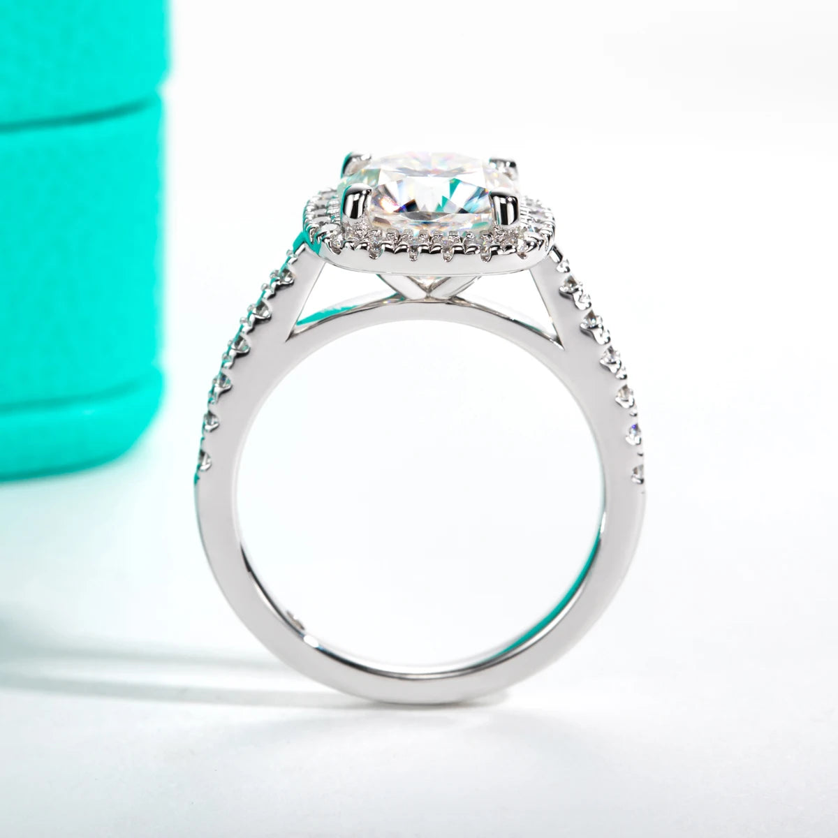 AnuJewel 3ct Cushion Cut D Color Moissanite Halo Engagement Rings 18K Gold Plated Luxury Wedding Band Rings Jewelry Wholesale