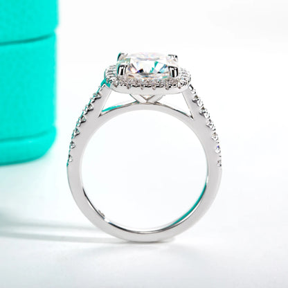 AnuJewel 3ct Cushion Cut D Color Moissanite Halo Engagement Rings 18K Gold Plated Luxury Wedding Band Rings Jewelry Wholesale