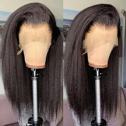 Kinky Straight Lace Frontal Wig for Black Women – Pre-Plucked 13x4 & 13x6, Up to 42 Inch