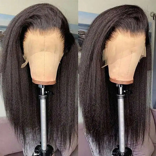 Kinky Straight Lace Frontal Wig for Black Women – Pre-Plucked 13x4 & 13x6, Up to 42 Inch
