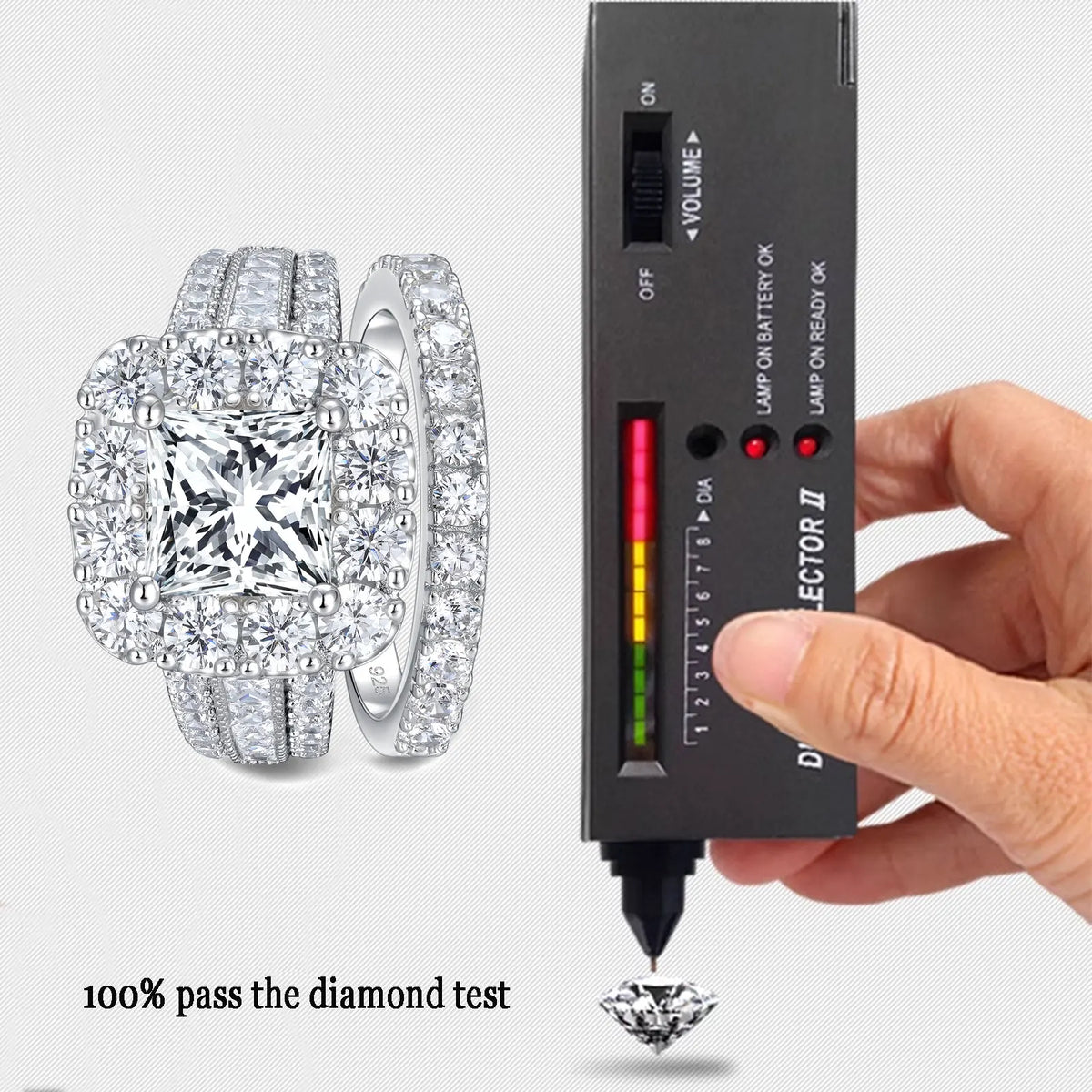 Newshe Original 925 Silver Moissanite Rings GRA Certified D Color VVS1 Diamond Wedding Ring Set for Women Luxury Jewelry