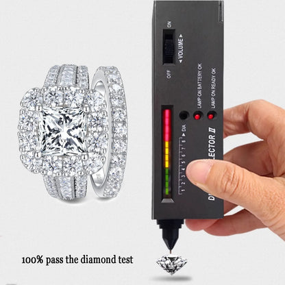 Newshe Original 925 Silver Moissanite Rings GRA Certified D Color VVS1 Diamond Wedding Ring Set for Women Luxury Jewelry