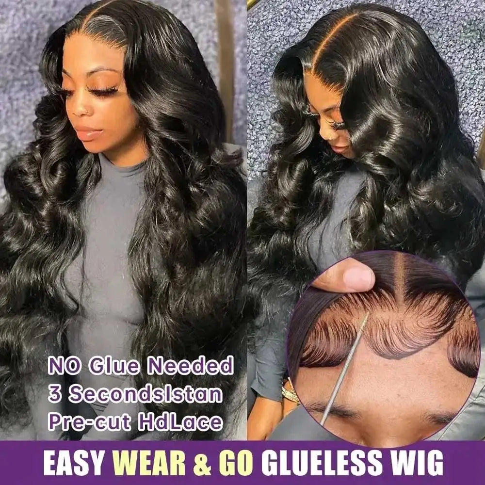 Natural Black Body Wave 13x6 Lace Front Wig – Glueless Pre-Plucked, 250% Density