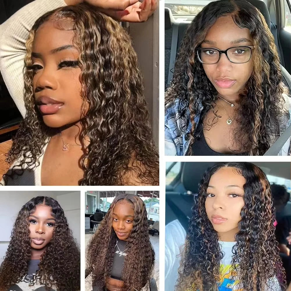 1B/30 Highlight Ombre Deep Wave Lace Front Wig – HD 13x6 & 13x4 French Lace