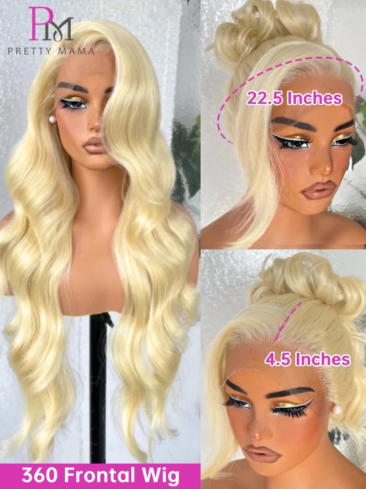 613 Honey Blonde Body Wave 360 Full Lace Frontal Wig – 13x4 & 13x6 Transparent, 16–44 Inch