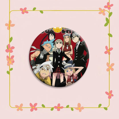 Anime Soul Eater Pins Round Creative Cartoon Badges Handmade Tinplate Brooches for Backpack Accessorys Exquisite Gifts