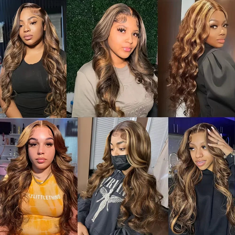 4/27 Highlight Ombre Blonde Body Wave HD Lace Frontal Wig – 13x4 & 13x6, 36 Inch 200%