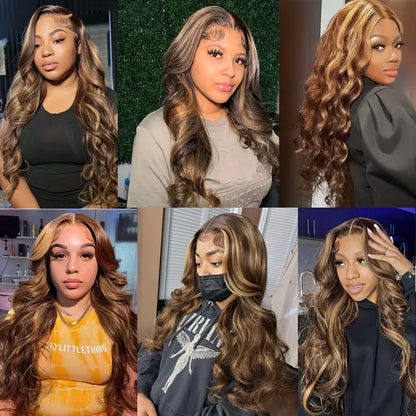 4/27 Highlight Ombre Blonde Body Wave HD Lace Frontal Wig – 13x4 & 13x6, 36 Inch 200%