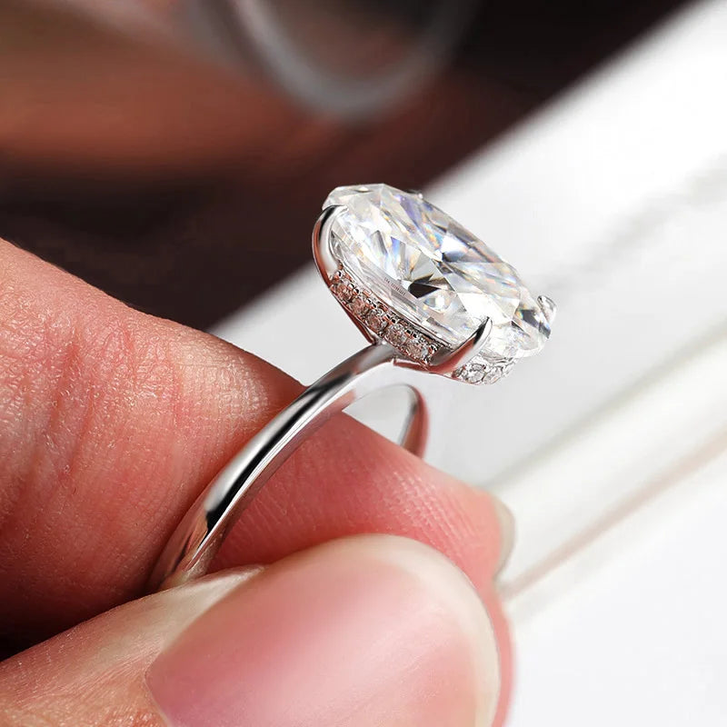 4.5CT Oval Cut Full Moissanite Rings for Women 925 Sterling Silver Certified Lab Diamond Engagement Wedding Ring Female Jewelry