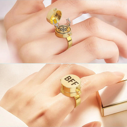 2Pcs Upgraded BFF Rings Magnetic Buckle and Bettler Rotating Bearings Anime Rings for Best Friends Cartoon Aesthetic Jewelry