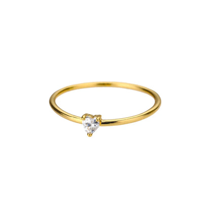 Sweet Heart Zirconia Rings for Women Stainless Steel Gold-Plated Layered Design Everyday Wear Valentine's Day Party Jewelry Gift