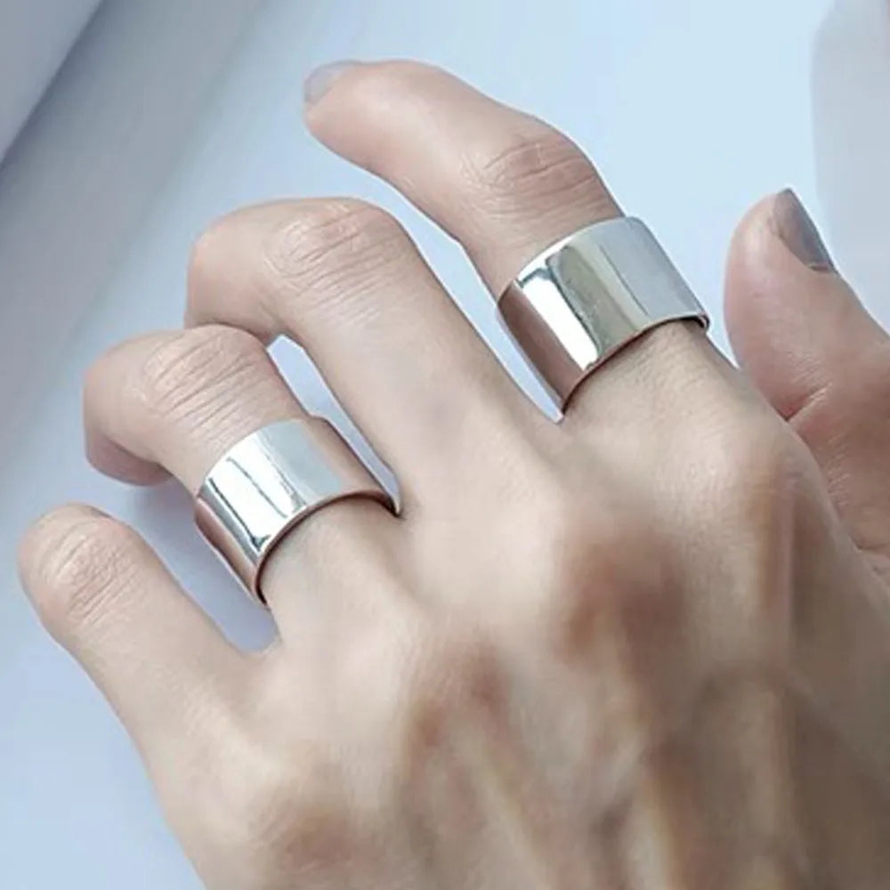 BF CLUB 925 Sterling Silver Rings For Women Girl Female Open Minimalist Retro Wide Ring Creative Anillos Bague Fine Jewelry