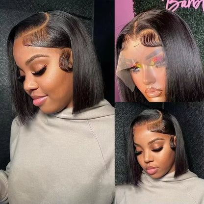 Straight Bob Wig for Black Women – 13x4 HD Lace Frontal, 220% Density