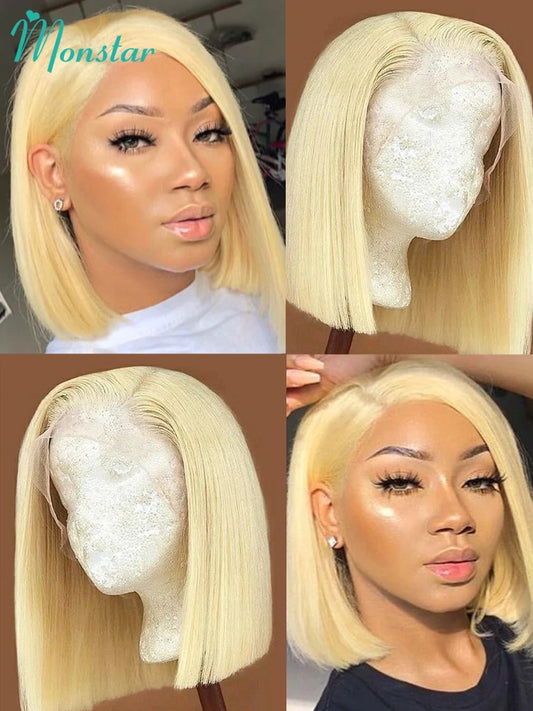613 Blonde Straight Bob Wig – 13x4 & 13x6 HD Lace Frontal, 220% Density