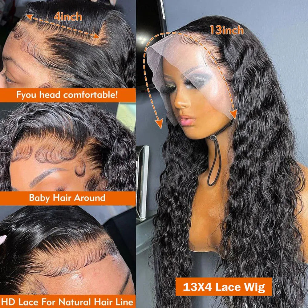 Deep Wave Curly 13x6 HD Lace Frontal Wig – 200% Real Density 13x4 & 360 Pre-Plucked