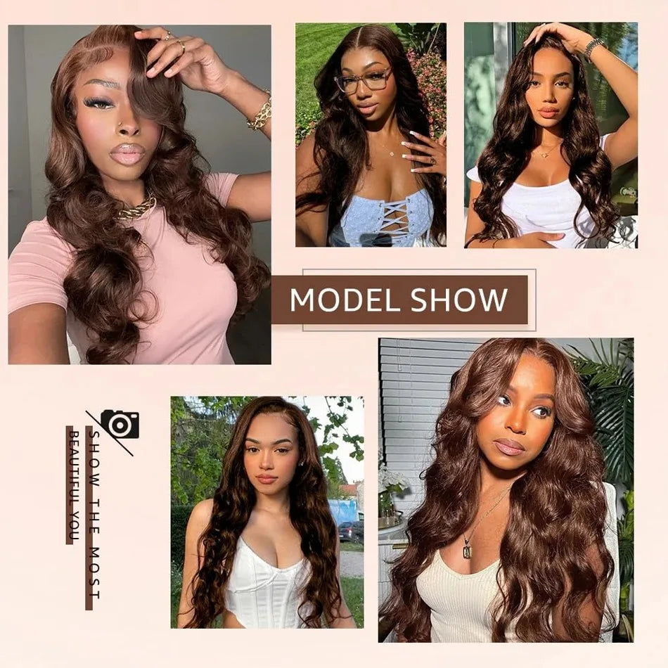 Chocolate Brown Body Wave Lace Front Wig – Pre-Plucked 13x4 Glueless HD