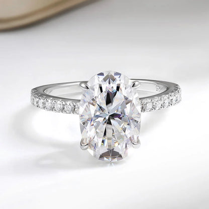 4.5CT Oval Cut Full Moissanite Rings for Women 925 Sterling Silver Certified Lab Diamond Engagement Wedding Ring Female Jewelry