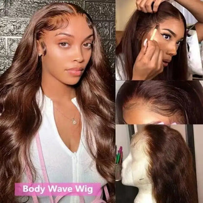 Chocolate Brown Body Wave 13x6 HD Lace Frontal Wig – Colored 4x4, 5x5 & 13x4 Pre-Plucked