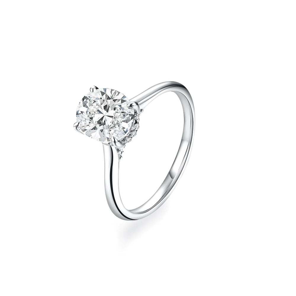 ATTAGEMS Oval Cut 9*7mm 2CT D VVS1 Moissanite Rings S925 Sterling Silver for Women Engagement Wedding Lady's Jewelry Gift Luxury