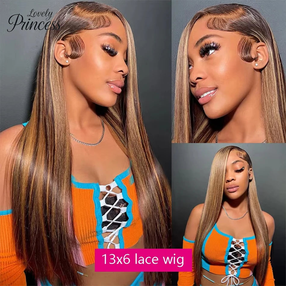 Highlight Ombre Straight 13x6 HD Lace Frontal Wig – Remy 13x4 Full Lace Pre-Plucked