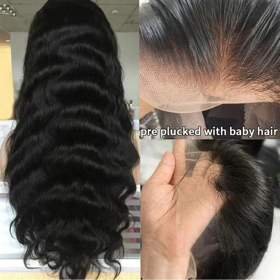 Body Wave 13x6 & 13x4 HD Transparent Lace Frontal Wig – 360 Full Lace, 250% Density 46 Inch