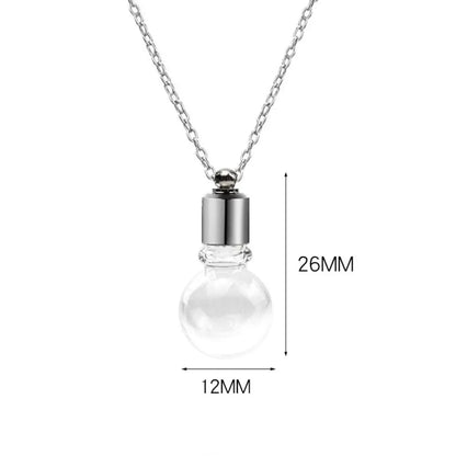 Portable Ashes Holder Glass Bottle Necklace with Chain Fillable Wishing Bottle Keepsake DIY Perfume Vial Pendant