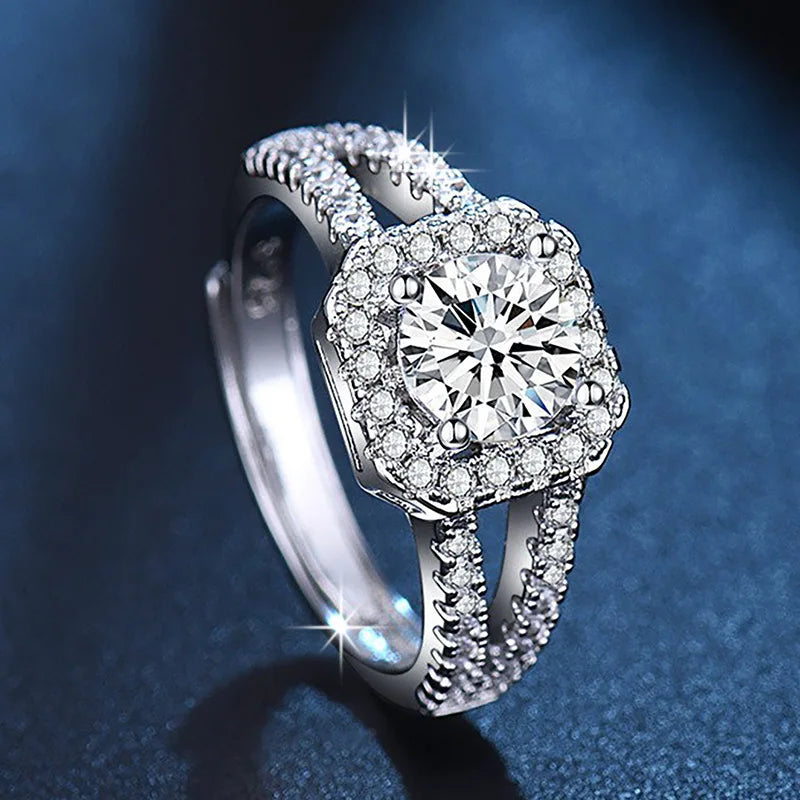 925 Sterling Silver Classic Ring for Women four claw jewelry simple diamond ring imitation diamond women's ring