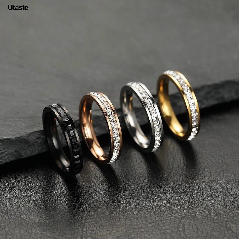 New Minimalist Thin Rings for Women Wedding Brilliant Cubic Zircon High Quality Versatile Female Finger Ring Jewelry