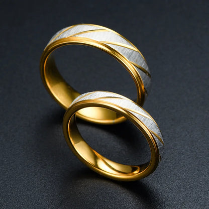 New Unique Wave Pattern Couple Rings For Men Women High Quality Stainless Steel Ring Engagement Wedding Rings Jewelry Gift