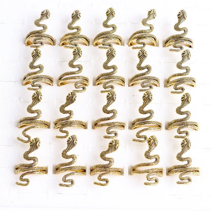 10pcs/lot Men Retro Punk Snake Rings For Women Antique Siver Color Opening Adjustable Jewelry Party Gifts