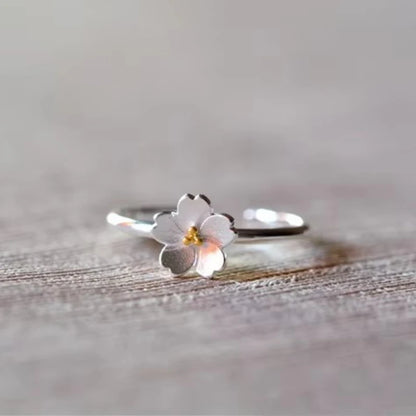 925 Sterling Silver cherry blossom Open Rings For Women Hypoallergenic Fashion Girl Sterling-silver-jewelry
