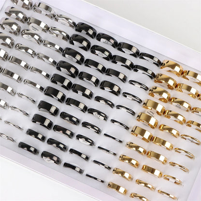 10pcs/lot Multicolor Smooth Stainless Steel Polishing Rings Width 2mm-8mm For Women Men Width 2mm-8mm