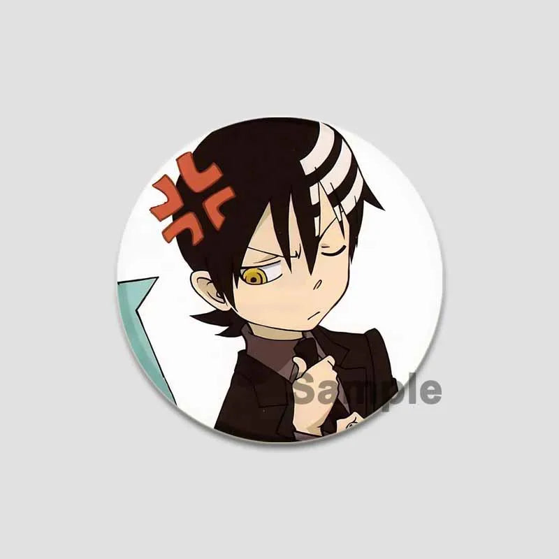 58/44/32mm Anime Soul Eater Round Pins Cartoon Badges Cosplay Handmade Tinplate Brooch for Backpack Clothes Chest Ornament Gifts