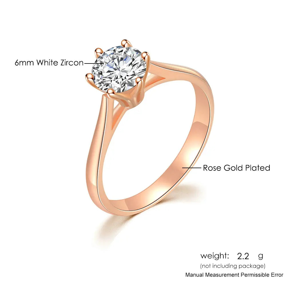 Classic Wedding Rings For Women Forever Simple Six Claws Zirconia Fashion Solitaire Engagement Marriage Gift Ring Jewelry KCR033