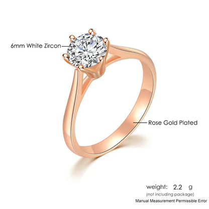Classic Wedding Rings For Women Forever Simple Six Claws Zirconia Fashion Solitaire Engagement Marriage Gift Ring Jewelry KCR033